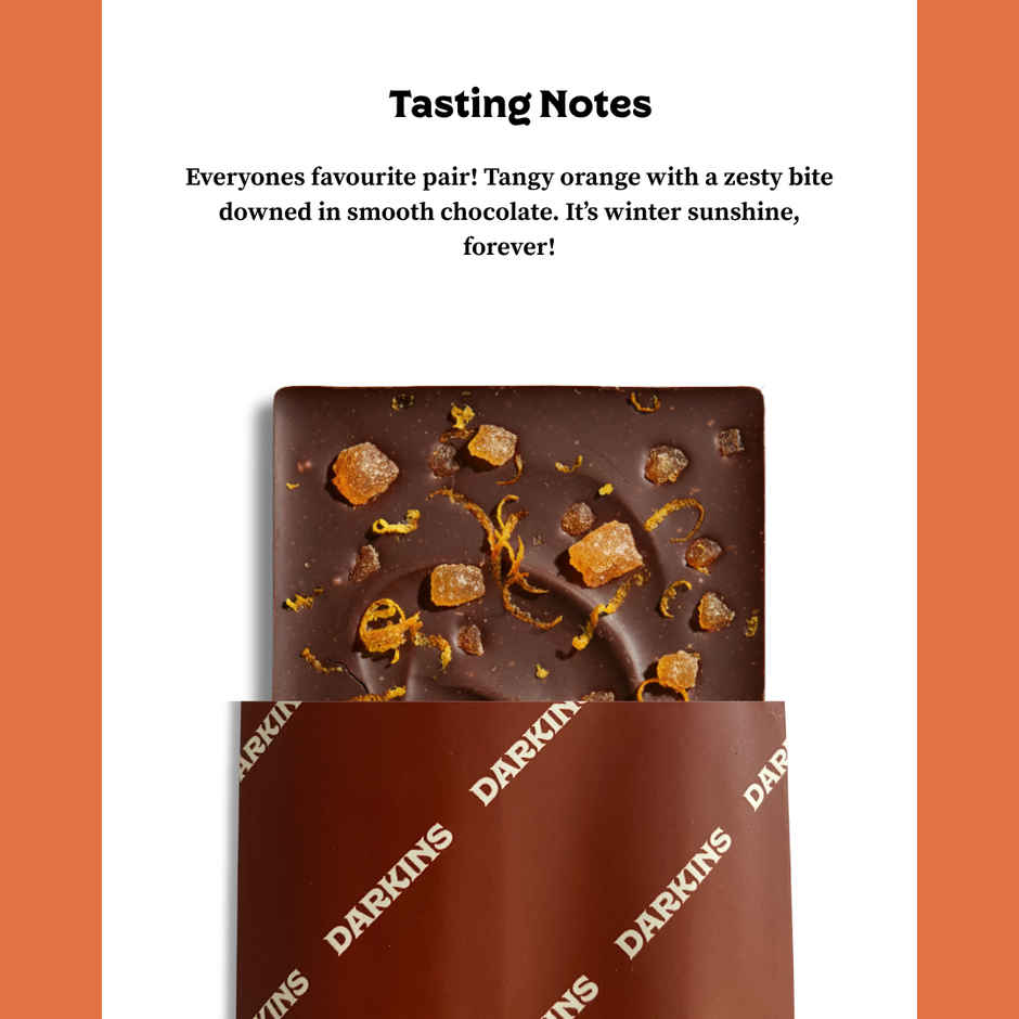 Darkins Orange Dark Chocolate Bar | 63% Rich Cocoa
