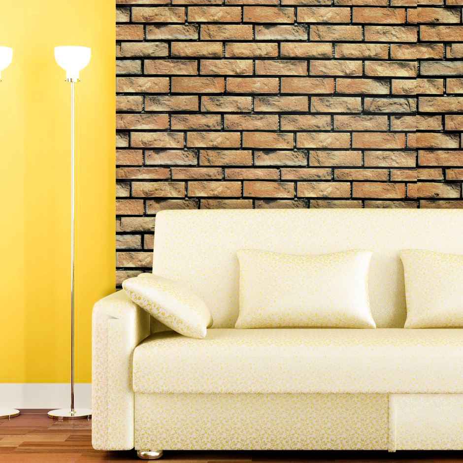 BAY6 Decorative Brown Brick Wallpaper - 500 x 45 cm | Pack Of 1