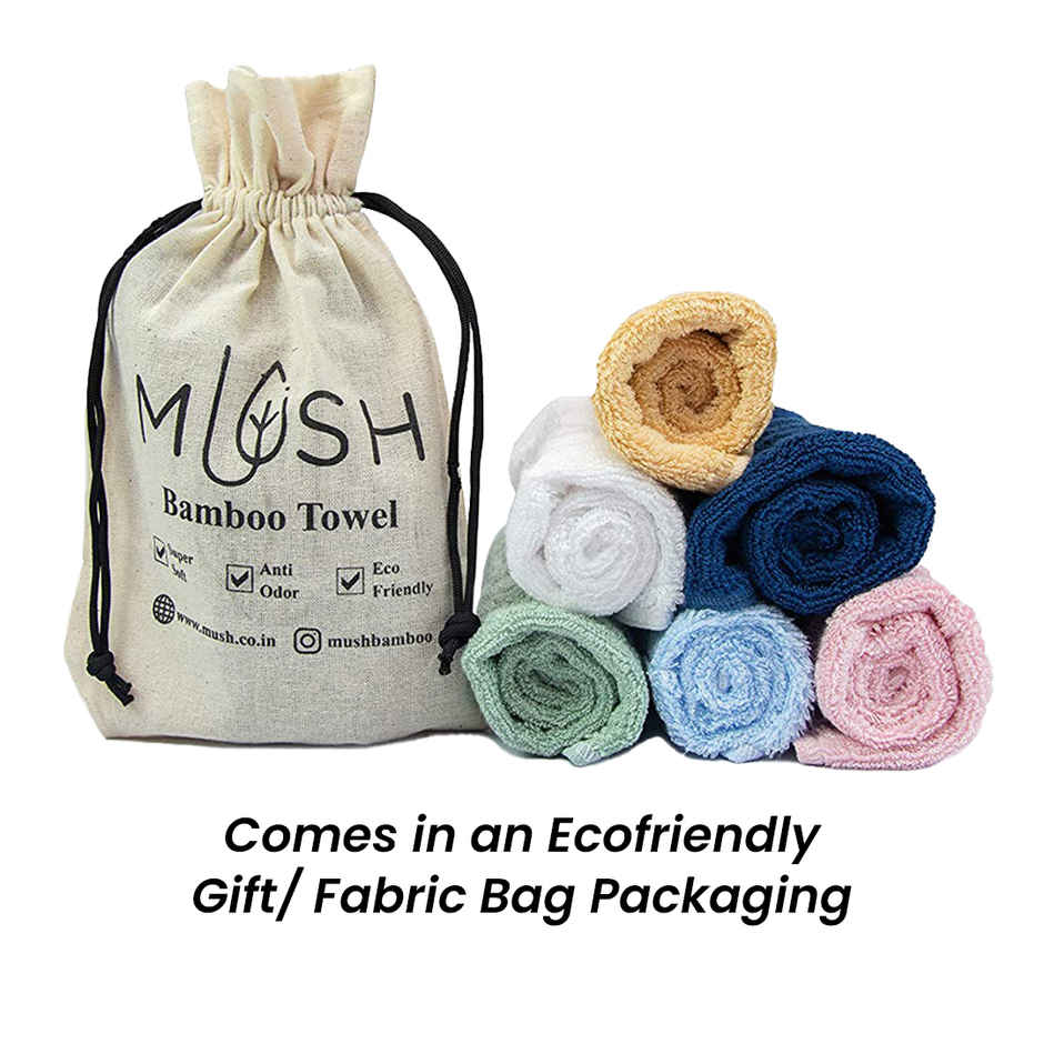 Mush Bamboo Face Towels 500 GSM Soft Absorbent Quick Dry 13x13 in Green Pink White