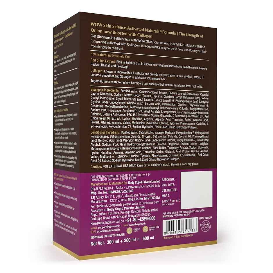 Wow Skin Science Red Onion Black Seed Oil Shampoo & Conditioner Kit