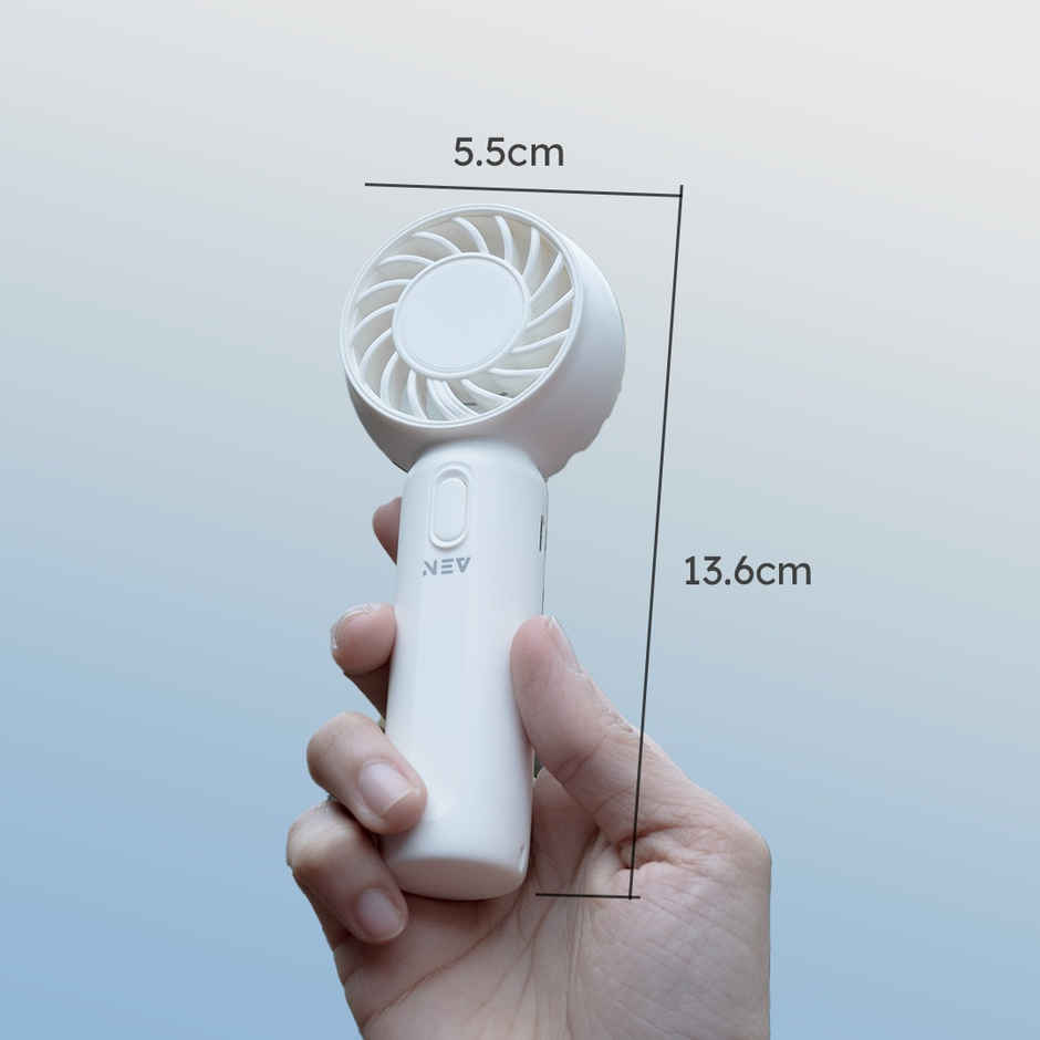 NEV Air Sync Portable Mini Fan with 3 Speeds, Handheld and Desktop, 500 mAh