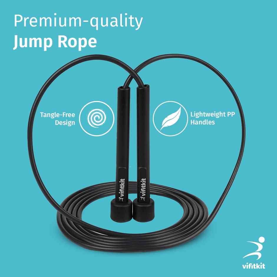 VFK by Xtrim Skipping Rope with Adjustable Height for Exercise, Sports, Tangle-Free Design |Black