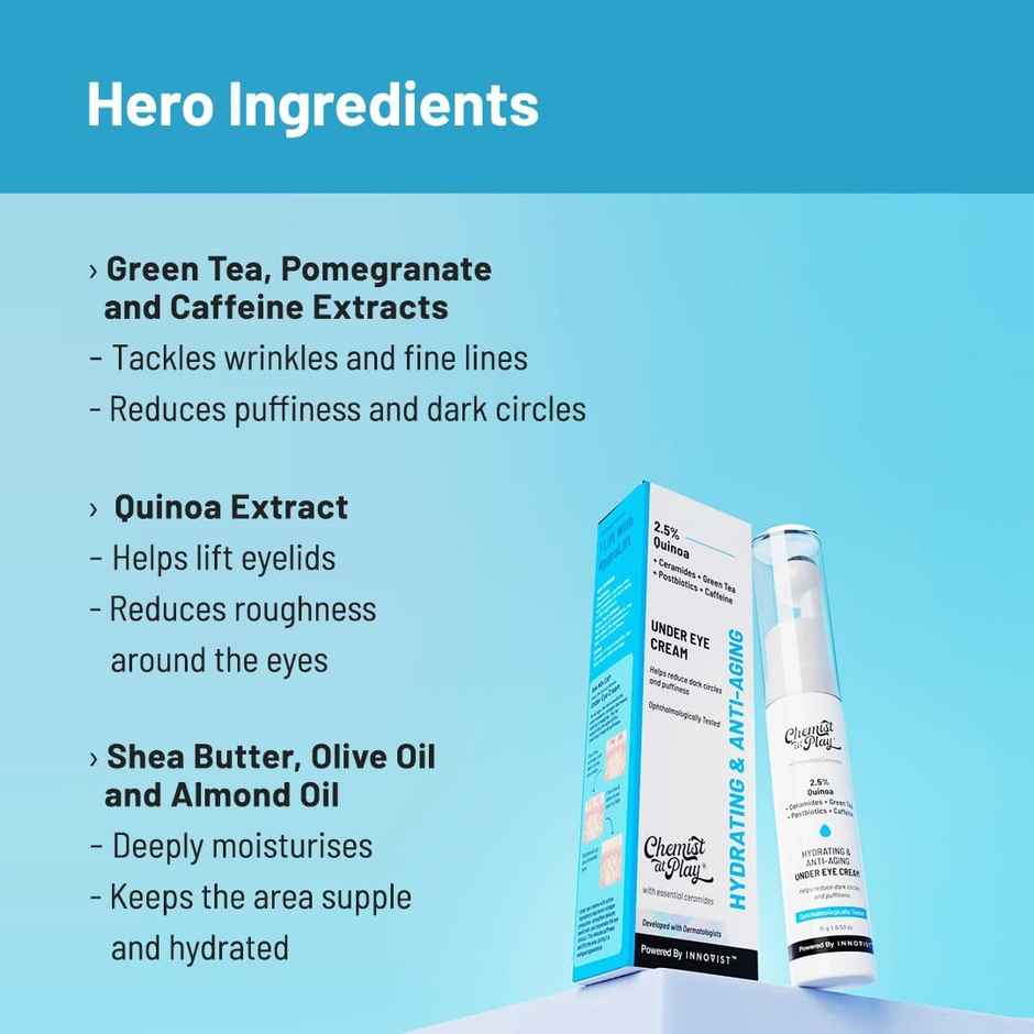 Chemist at Play Under Eye Cream Quinoa Extract For Dark Circles Puffiness & Wrinkles