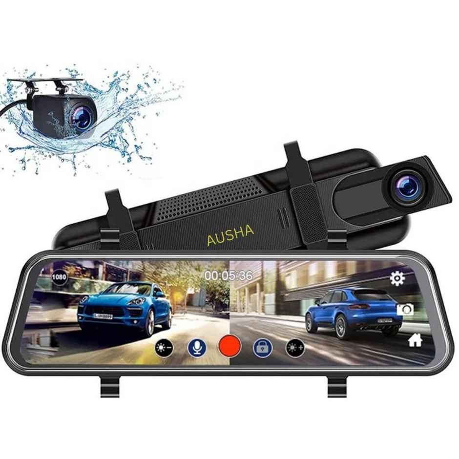 Ausha Full HD Dual Dash Camera with 10 inch IPS Touch Screen