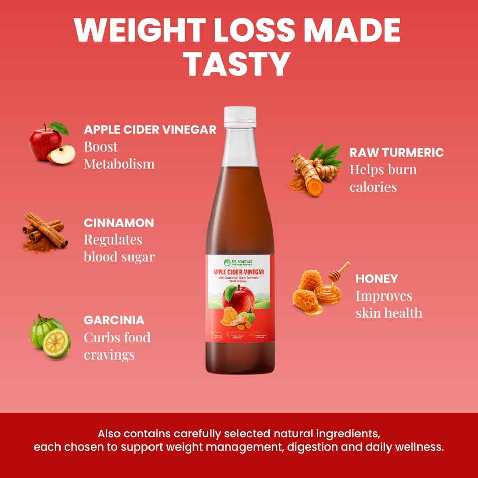 Dr. Vaidya's Apple Cider Vinegar for Weight Loss | Helps Craving Control | No Added Sugar | Vegan