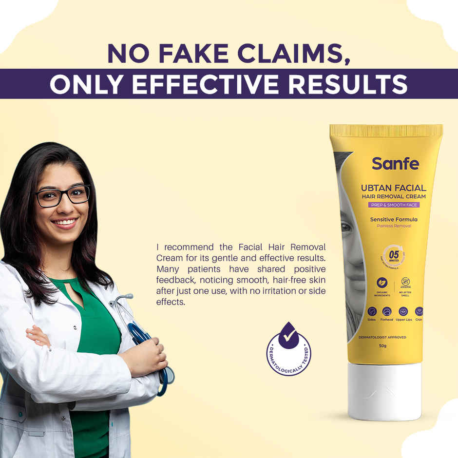 Sanfe Facial Hair Removal Cream For Women Safe For Sensitive Skin Soothing Remove Face Hair Fast