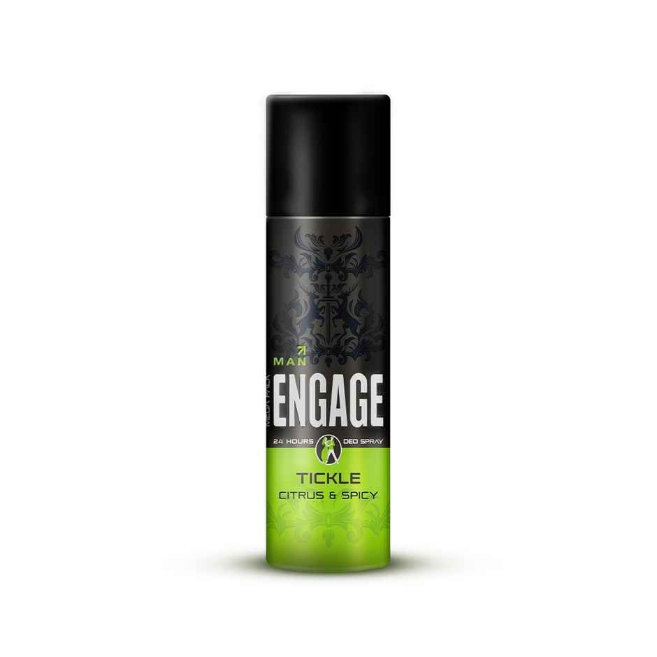 Engage Tickle Deodorant for Men, Body Spray, Citrus & Spicy, Skin Friendly