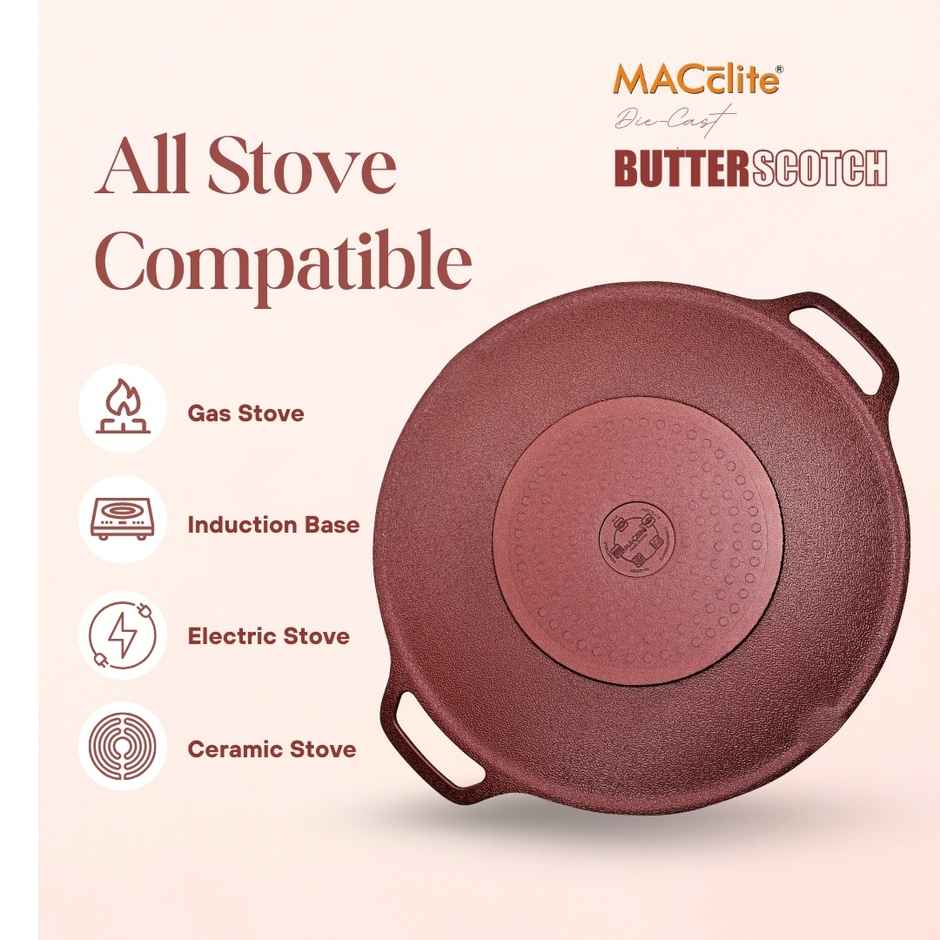 Macclite Non-Stick PDC Granite+ Induction Base Butter Scotch Triumph Concave Tawa 34 cm