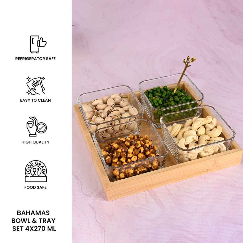 Sanjeev Kapoor Bahamas Bowl & Tray Set 4X270 Ml - Set Of 5 Pcs