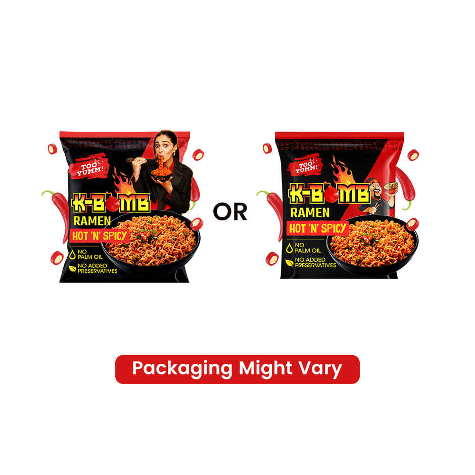 Too Yumm Hot n Spicy Korean Ramen Noodles Combo | Pure Veg, No Palm Oil Healthy K Bomb Spicy Noodles