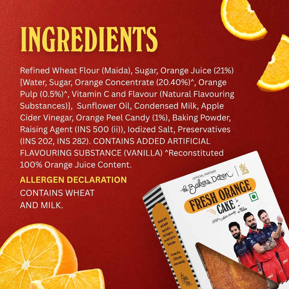 The Baker's Dozen Handmade Fresh Orange Cake |Eggless Cake | Tea Cake | Made with Fresh Orange Juice