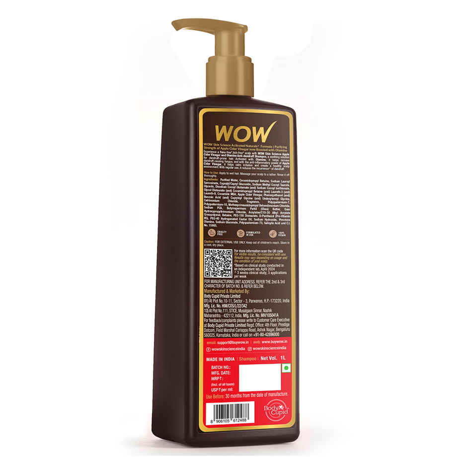 Wow Skin Science Apple Cider Vinegar Shampoo Restores Shine & Smoothness