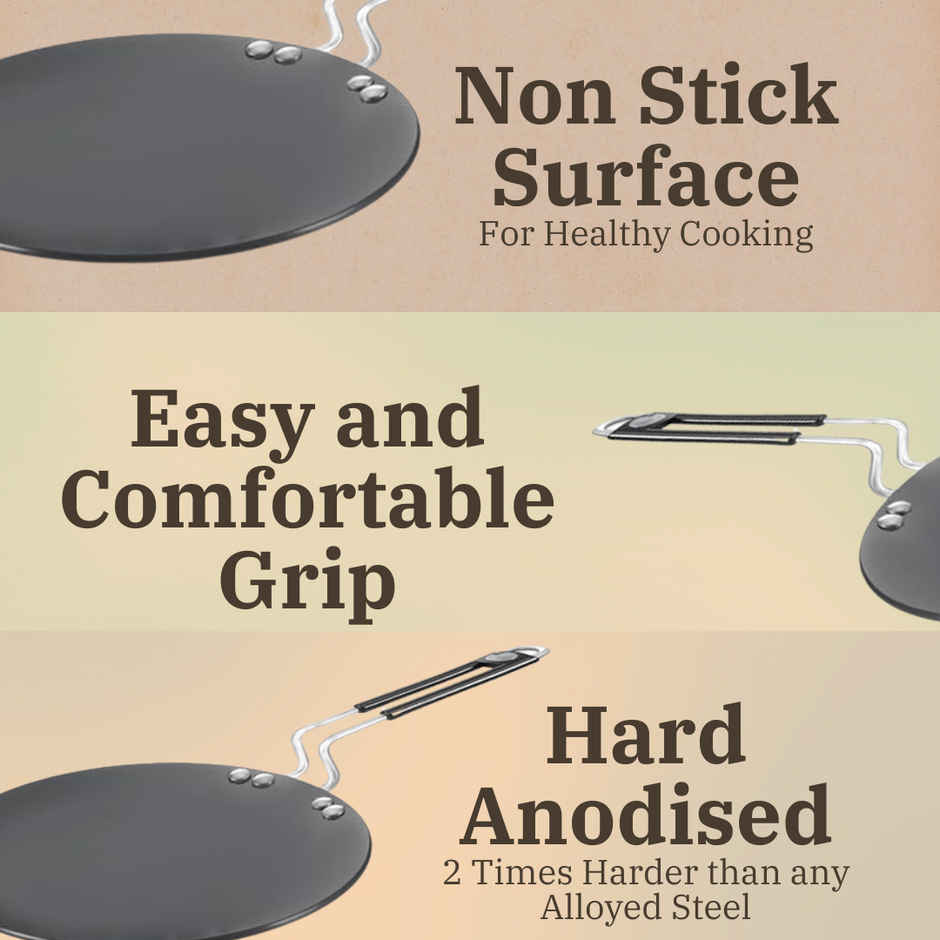 Fabiano Hard Anodized Royal Roti Tawa With Induction Base | 26 cm