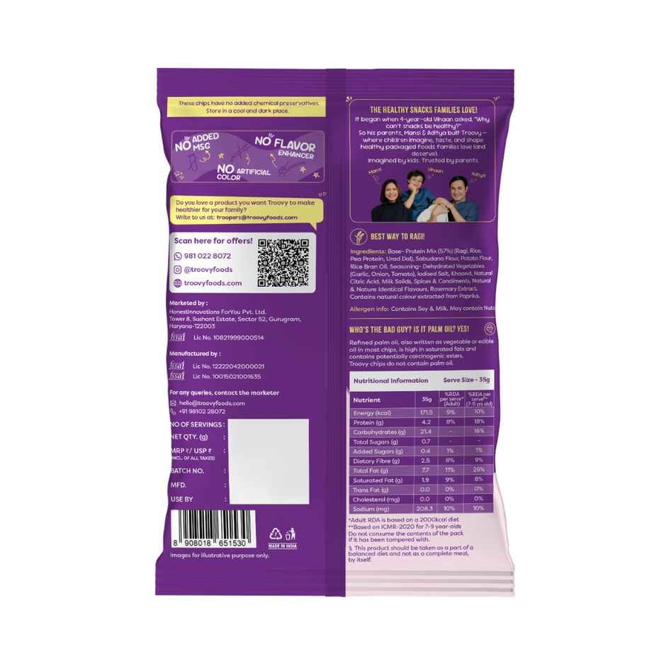 Troovy High Protein Ragi Chips | No Palm Oil, No Chemicals