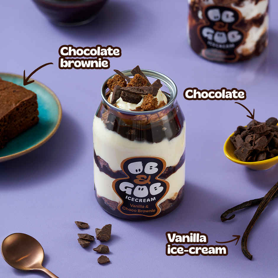 OB & GOB Vanilla & Choco Brownie Ice Cream Sundae