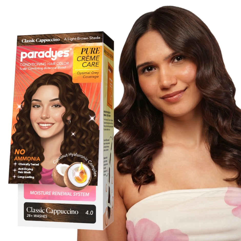 Paradyes Pure Creme Care No Ammonia Long Lasting Hair Color | Classic Cappuccino 4.0