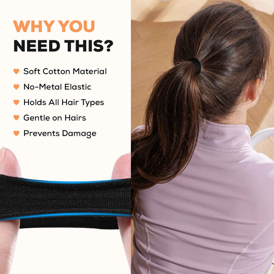 Gleva Black Elastic Hair Ties Stretchable Hair Styling Rubber Bands Ponytail Holder No Damage