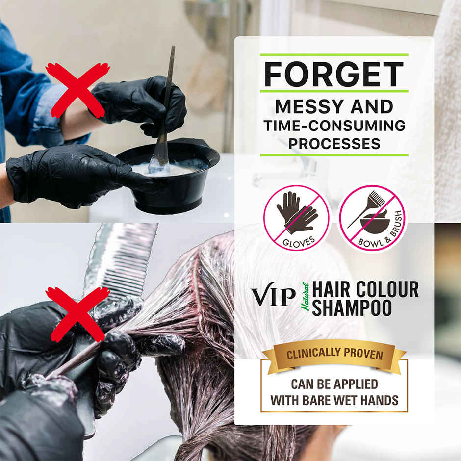 Vip Hair Colour Shampoo For Men And Women Dark Brown - Ammonia Free