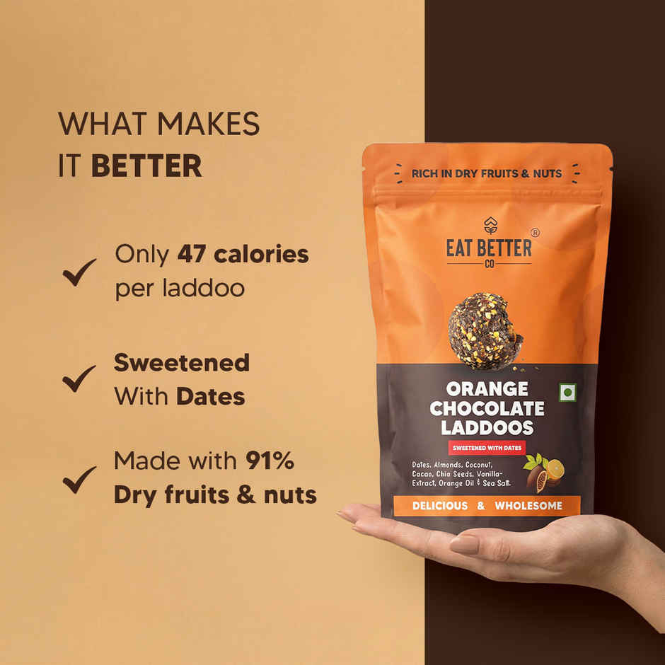 Eat Better Co Orange & Chocolate Laddoos | No Added Sugar | High Protein | Truly Natural