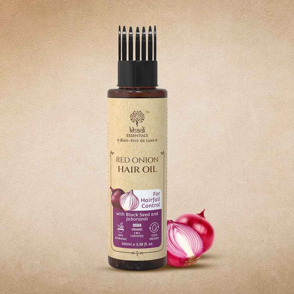 Khadi Essentials Red Onion & Black Seed Oil Hair Growth Oil For Stronger & Shiny Hair