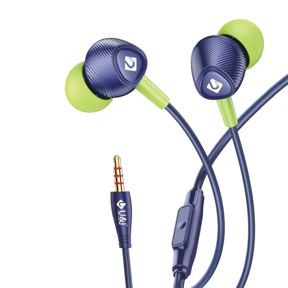 U&i Lock Stereo Earphone | Magnet Buds | 1.2m Cord | Blue-Green