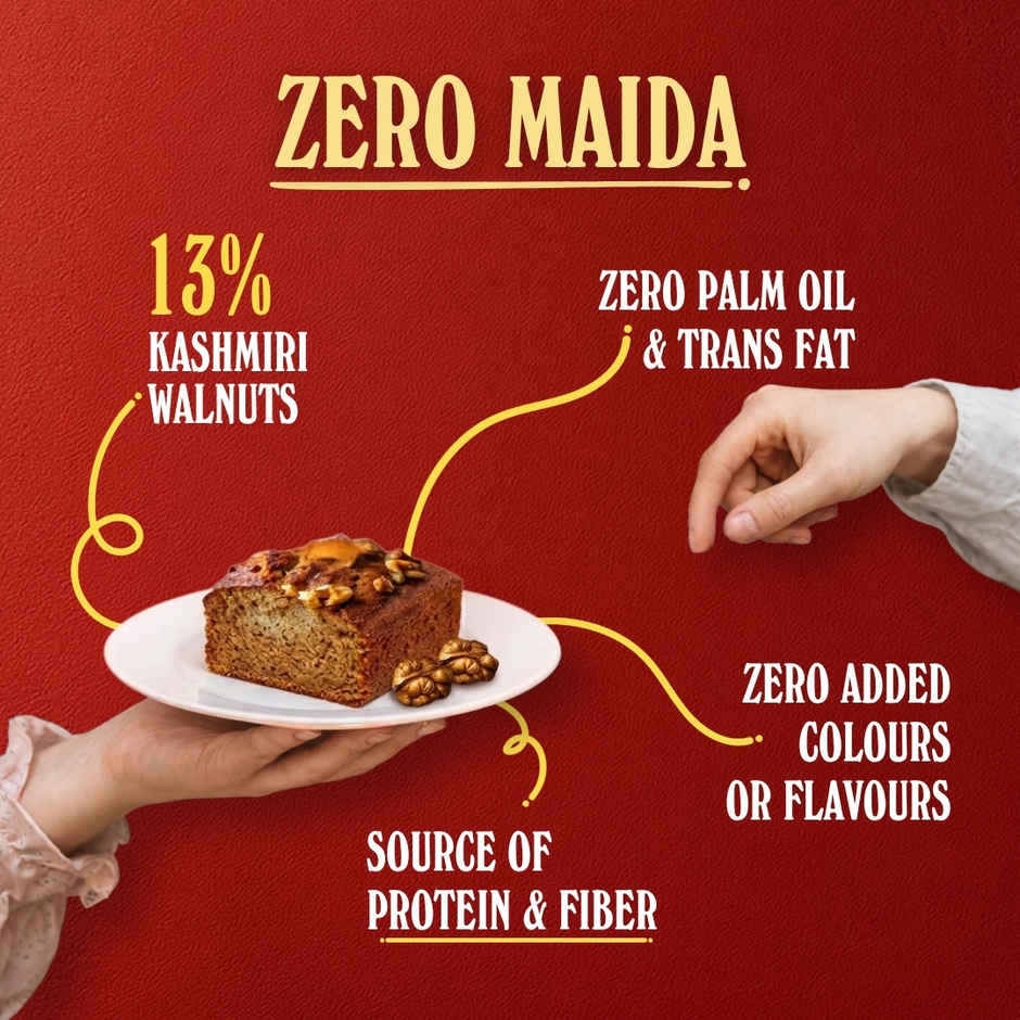 The Baker's Dozen Zero Maida Banana Walnut Cake | Banana Cake | Fruit Cake | Loaded with Walnuts