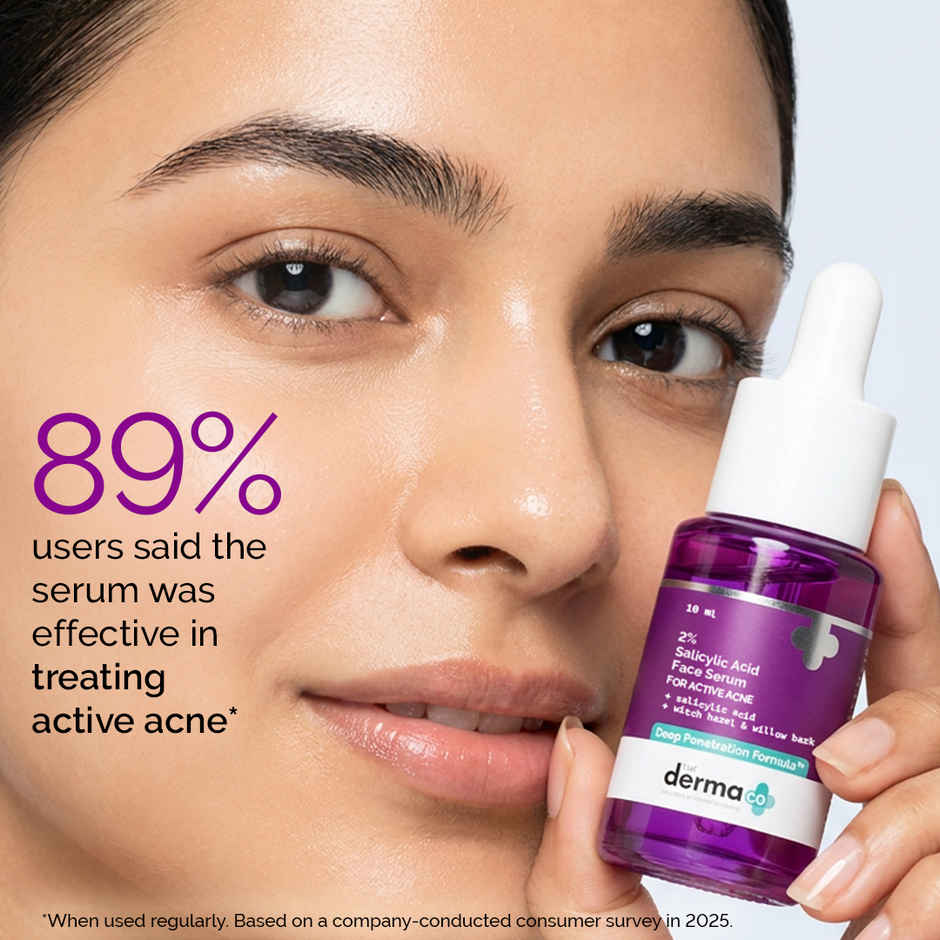 The Derma Co 2% Salicylic Acid Serum With Witch Hazel & Willow Bark For Active Acne Day+Night