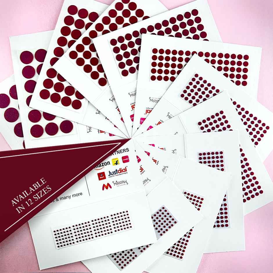 PERPAA Bindi Light Maroon | 1 Flap | Size 8 Diameter 3 mm | Round Kumkum Bindi for women