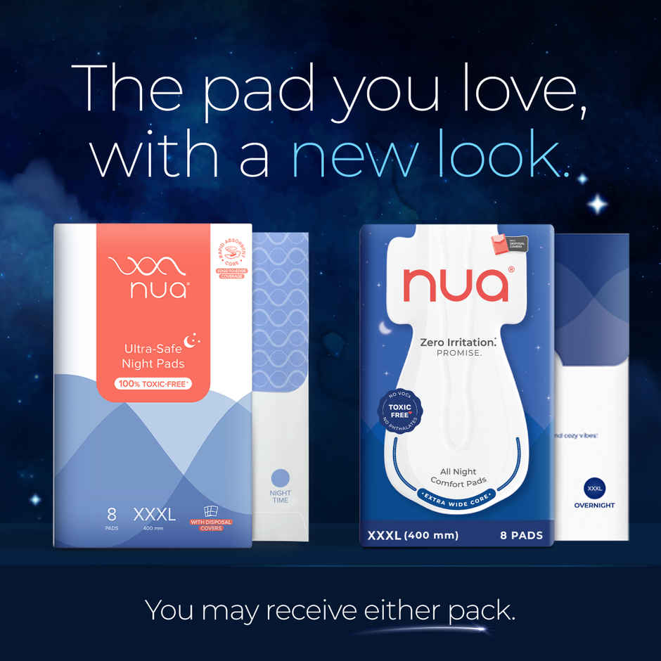 Nua All Night Comfort Sanitary Pads with Disposal Cover |XXXL