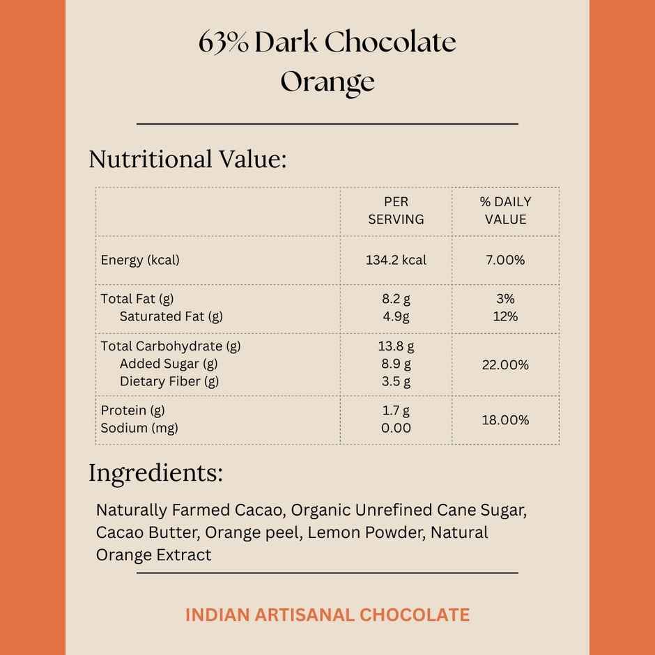 Darkins Indian Artisanal 63% Dark Orange Chocolate