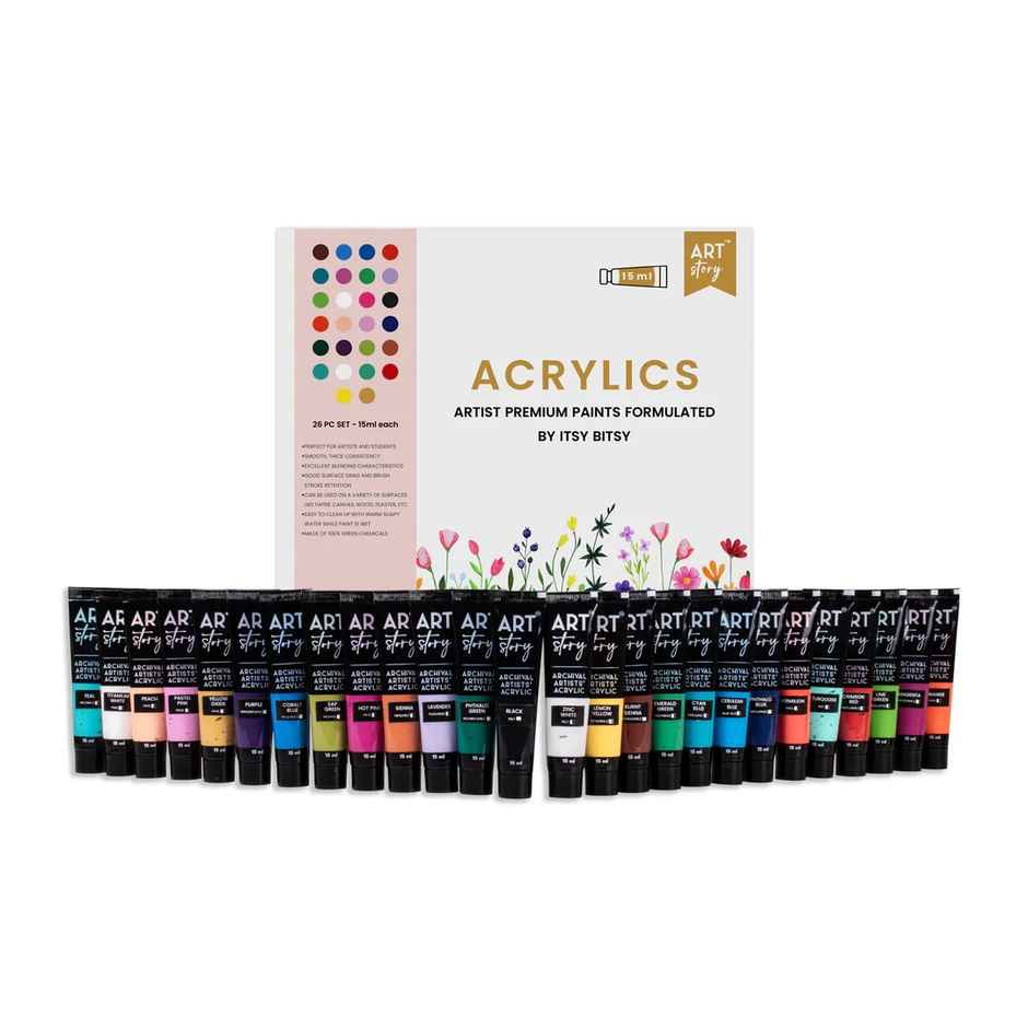 Itsy Bitsy Artists Acrylic Colour Set 26 Colors x 15 ml Each