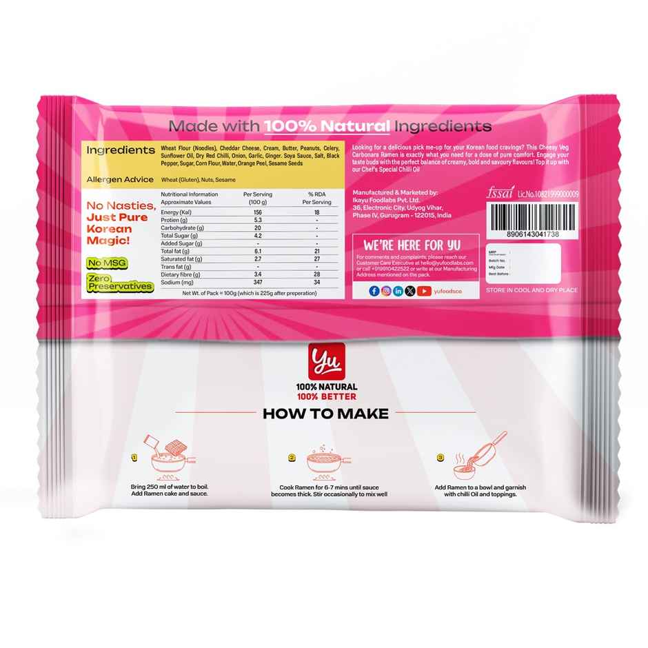 Yu Cheesy VEG Carbonara - Korean Ramen Noodles