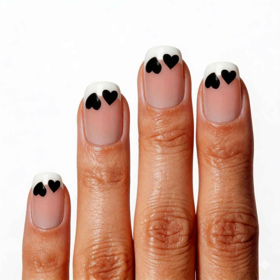 Nailinit Press On Nails Heartbreaker | Reusable False Nail Extensions with Glue Tabs