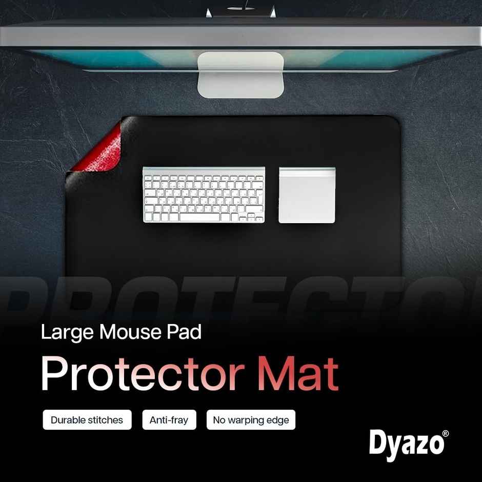 Dyazo PU Leather Desk Mat - Dual-Sided Waterproof Mouse Pad - 600 x 350mm - Black Red