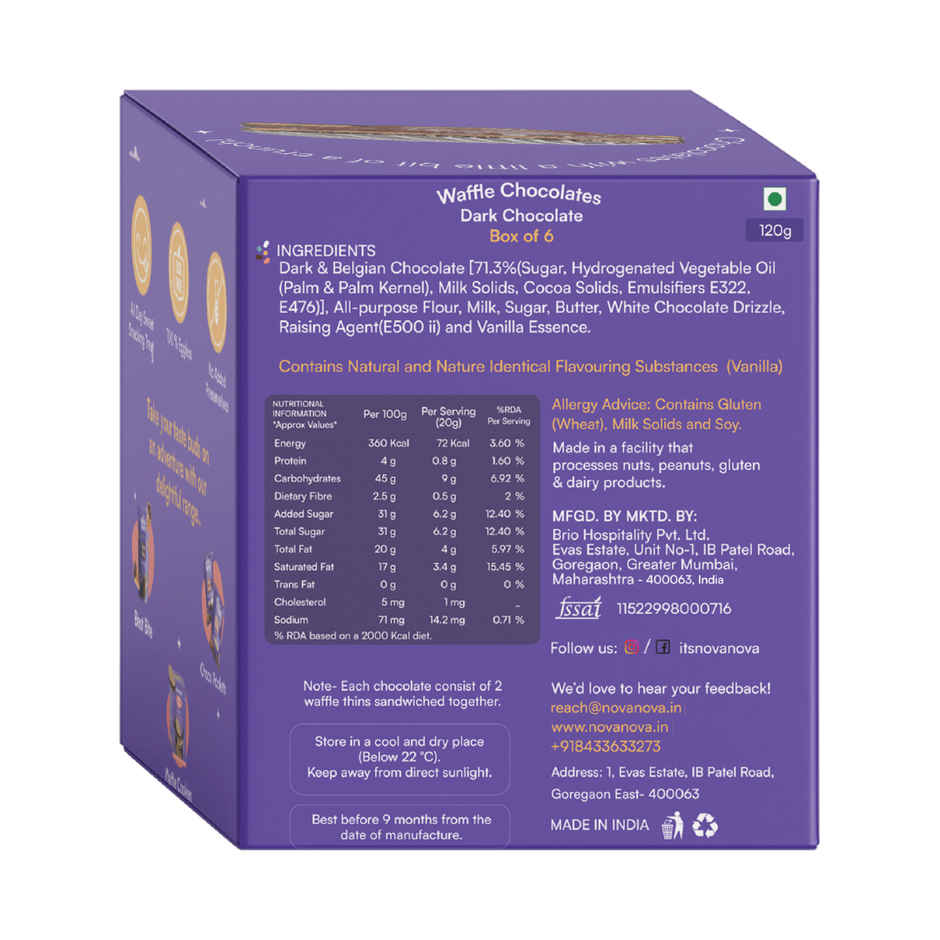 Nova Nova Waffle Chocolates- Dark Chocolate