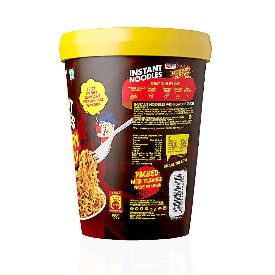 MasterChow Korean Instant Cup Noodles - Korean 2X Spicy Flavour Veg