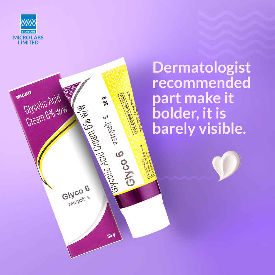 Glyco 6 Glycolic Acid Face Cream 6% w/w, Exfoliating Cream for Acne, Pimples &Dark Spots, Suitable for Dry & Acne-Prone Skin