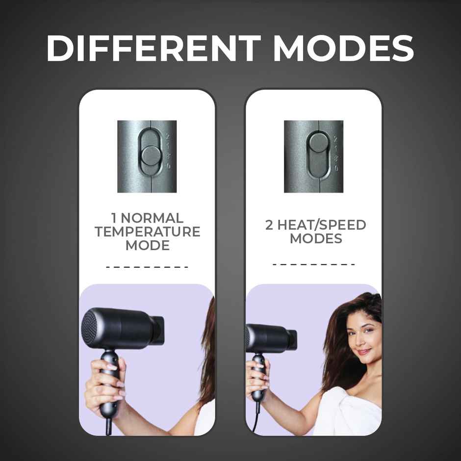 Winston Ionic Foldable Hair Dryer For Men & Women - 1400W (Grey)