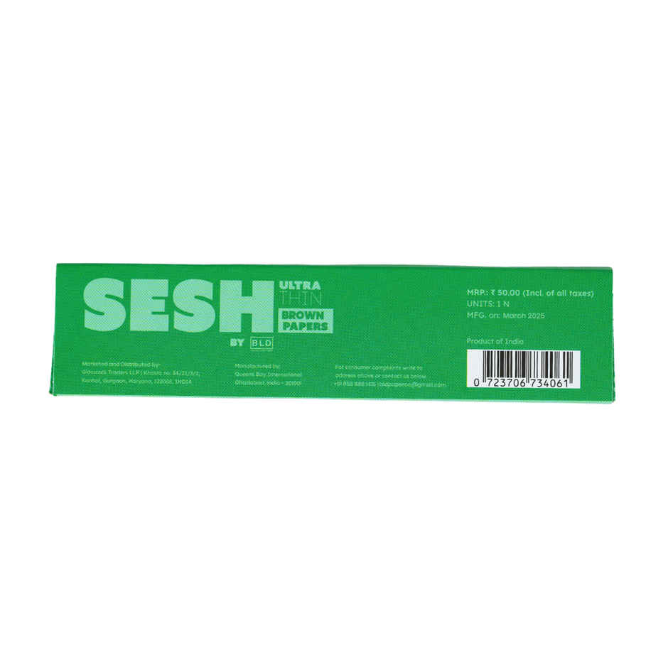 Sesh Brown Unbleached Rolling Paper KSS - 32 Leaves/Pack