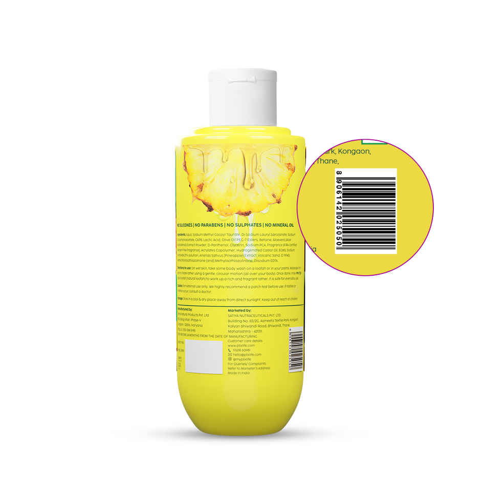 Plix The Plant Fix Pineapple 5% Lactic Acid Exfoliating Body Wash | For Tan Free - Brighter Skin