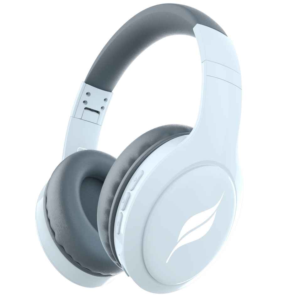 Leaf Bass Pro Wireless Over Ear Headphones, 50 H Playback Time, Dual Pairing, (Aqua Grey)