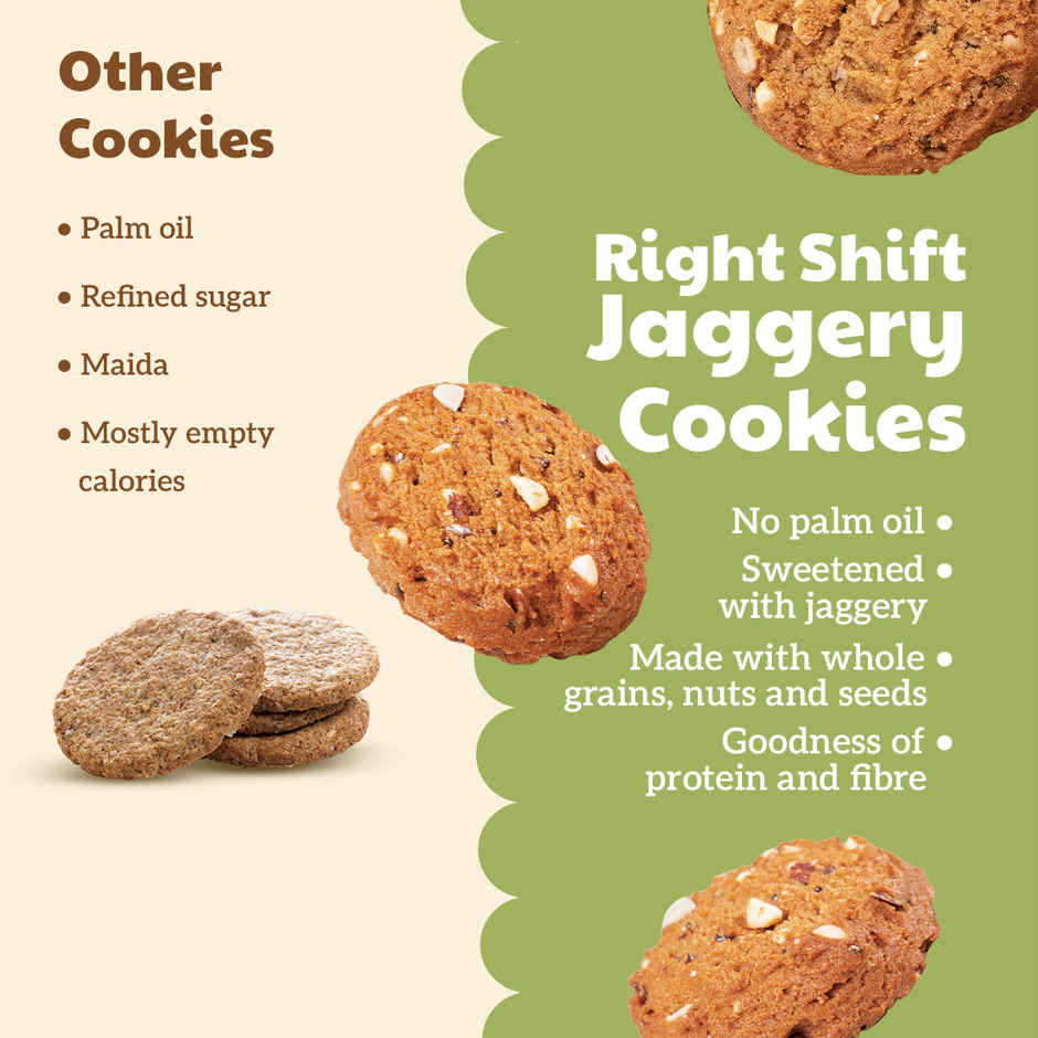 Right Shift Jaggery Atta Cookies | No Palm Oil, 0% Maida, 0% Refined Sugar