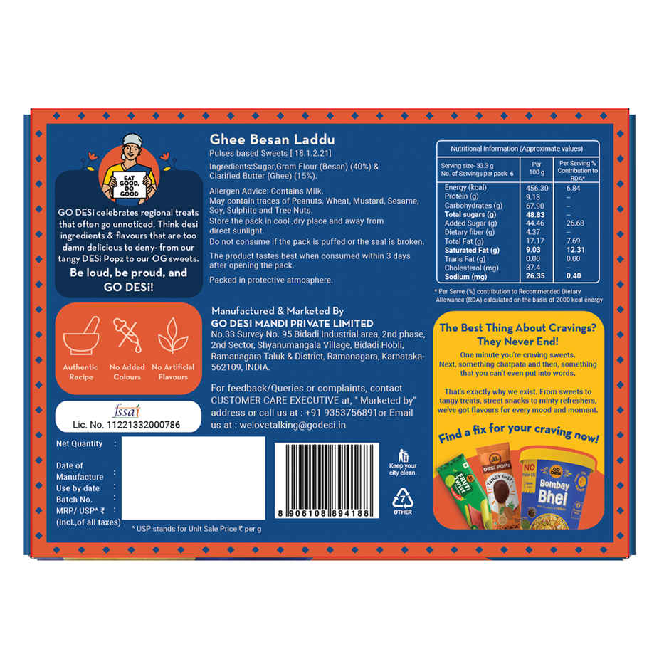 GO DESi Besan Laddoo | Made with Pure Ghee