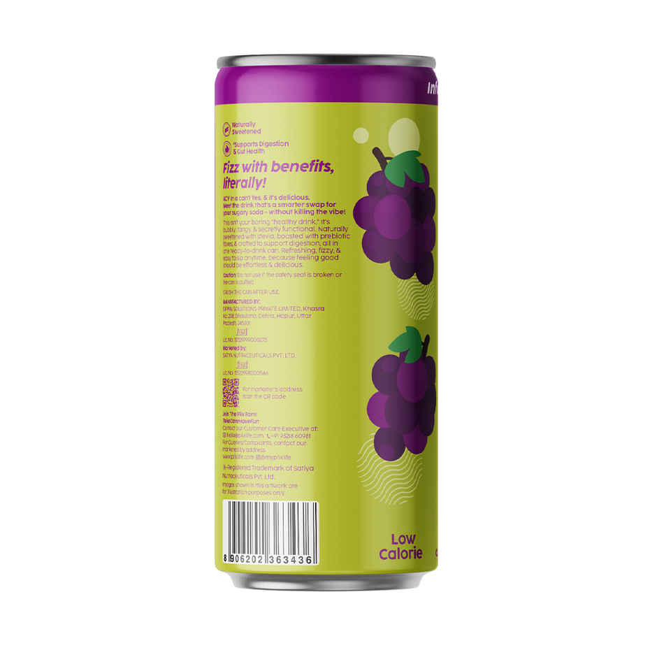 Plix Grape G.O.A.T Fizzy Soft Drink Can | Low Calorie & Zero Sugar | Prebiotics With 6g Fibre | Soda