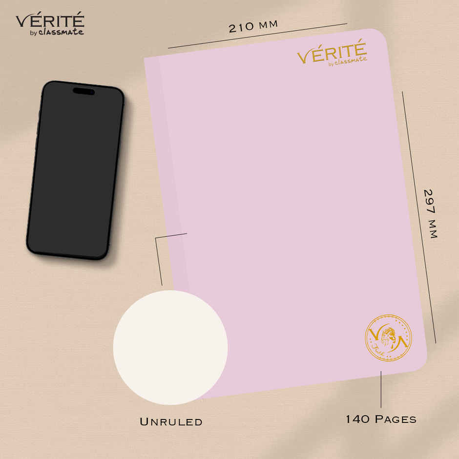 Verite by Classmate | Lay Flat Longbook | Radiance | Size 297 X 210 | Unruled | 140 Pages