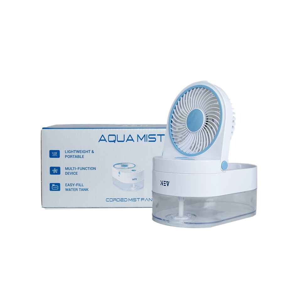 NEV Aqua Mist 4-in-1 Mini Desktop Fan with 3 Speeds | 500 ml Water Tank