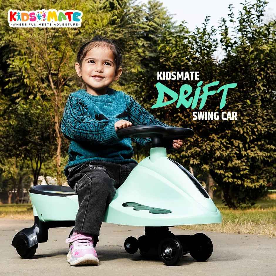 Kidsmate Drift Swing Car Ride-On with PU Wheels & 360 Steering for Kids 3Y+ - Sea Green
