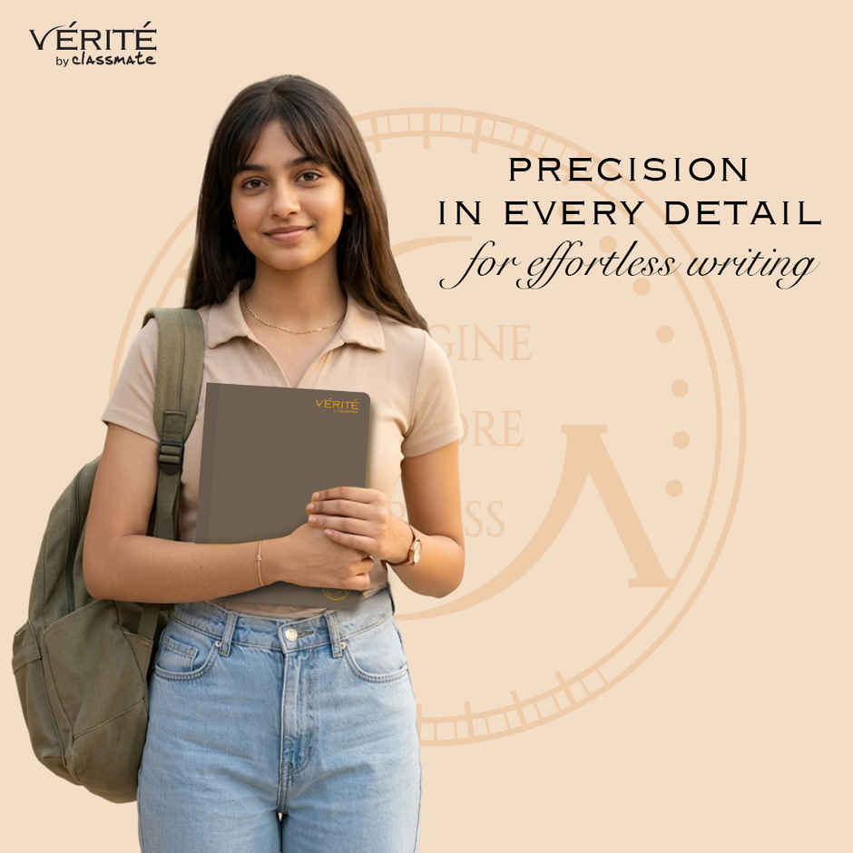 Verite by Classmate | Lay Flat Notebook | Taupe Brown | Size 240 X 180 | Single Line | 120 Pages