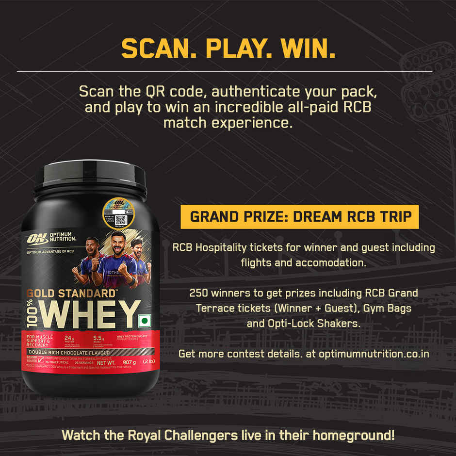 Optimum Nutrition (On) Pure Whey Gold Standard Powder Double Rich Chocolate 2 Lb (907g) & Optimum Nutrition Micronised Creatine Powder Unflavored (250g) Combo