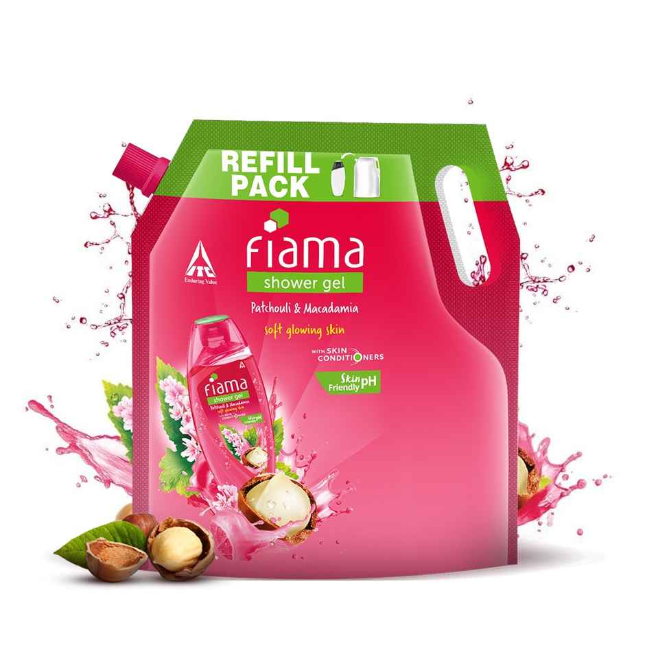Fiama Shower Gel Patchouli & Macadamia Body Wash with Skin Conditioners for Soft Glowing Skin,Pouch